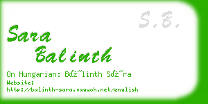 sara balinth business card